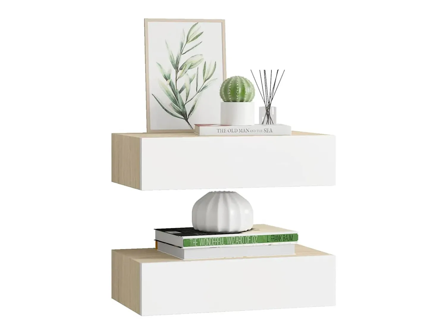 Prateleira|vidaxl Prateleiras parede + gavetas 2pcs MDF 40x23,5x10cm carv./branco Castanho