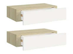 Prateleiras parede + gavetas 2pcs MDF 40x23,5x10cm carv./branco PT731970^ Prateleira