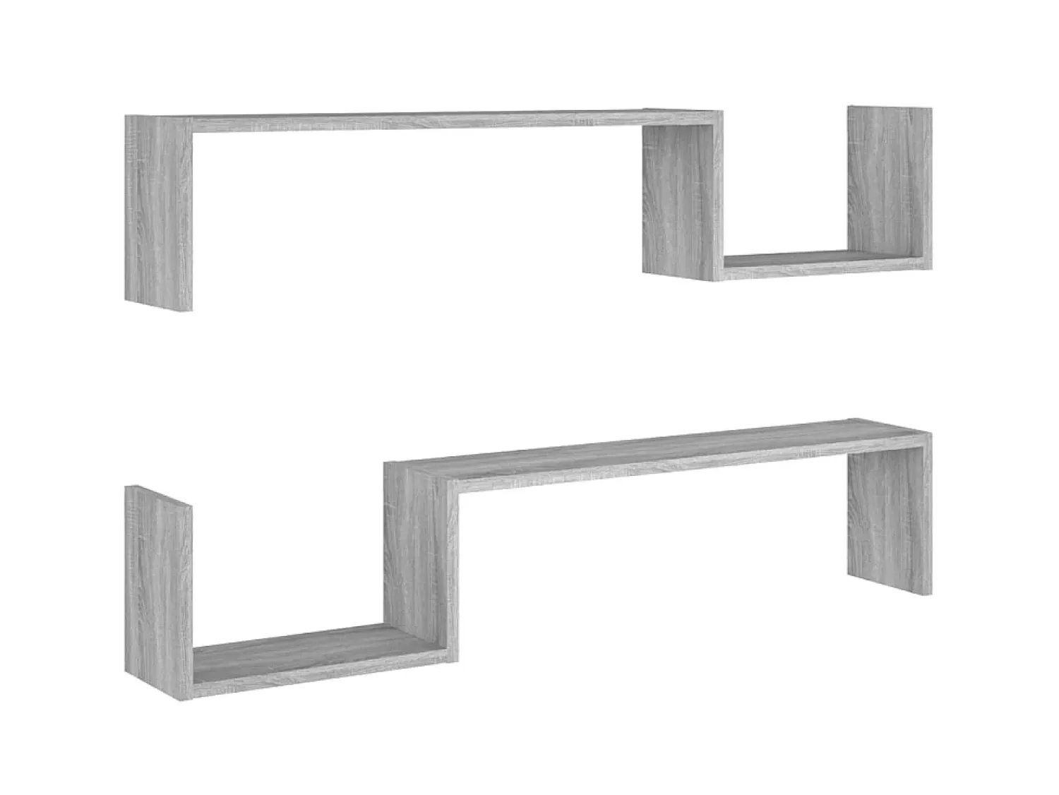 New Prateleiras parede 2 pcs derivados madeira 100x15x20 cm cinza PT864816 Cinzento