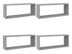 Prateleiras parede 4 pcs madeira processada 60x15x23 cm cinza PT958578^ Prateleira
