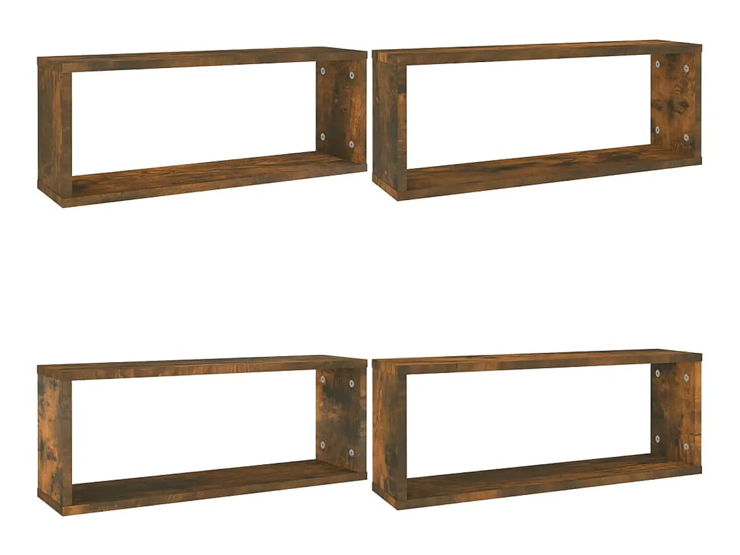 Prateleira* Prateleiras parede 4 pcs madeira processada 60x15x23 cm fumado PT176267 Castanho