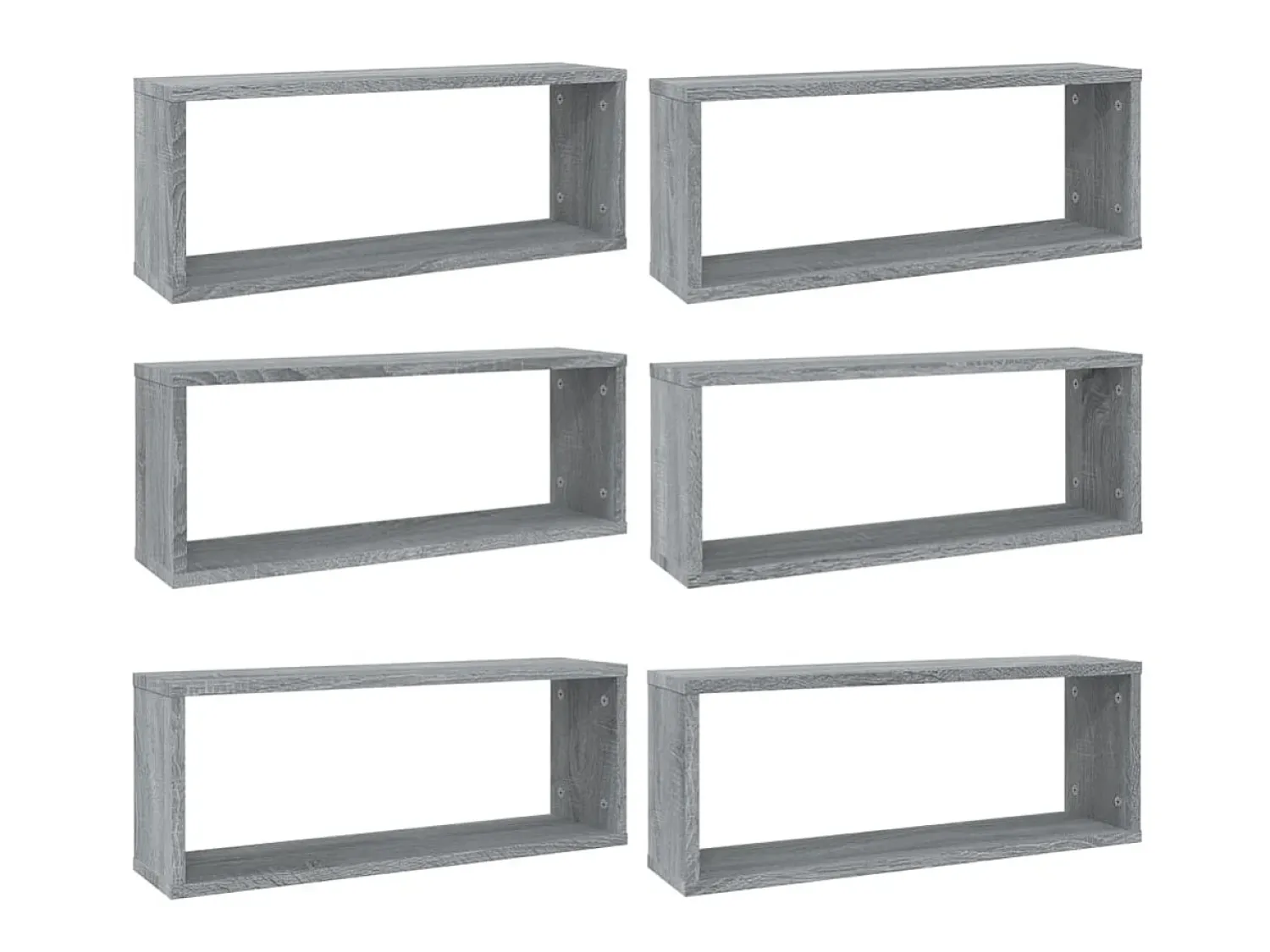 Prateleira| Prateleiras parede 6 pcs madeira processada 60x15x23 cm cinza PT732003 Cinzento