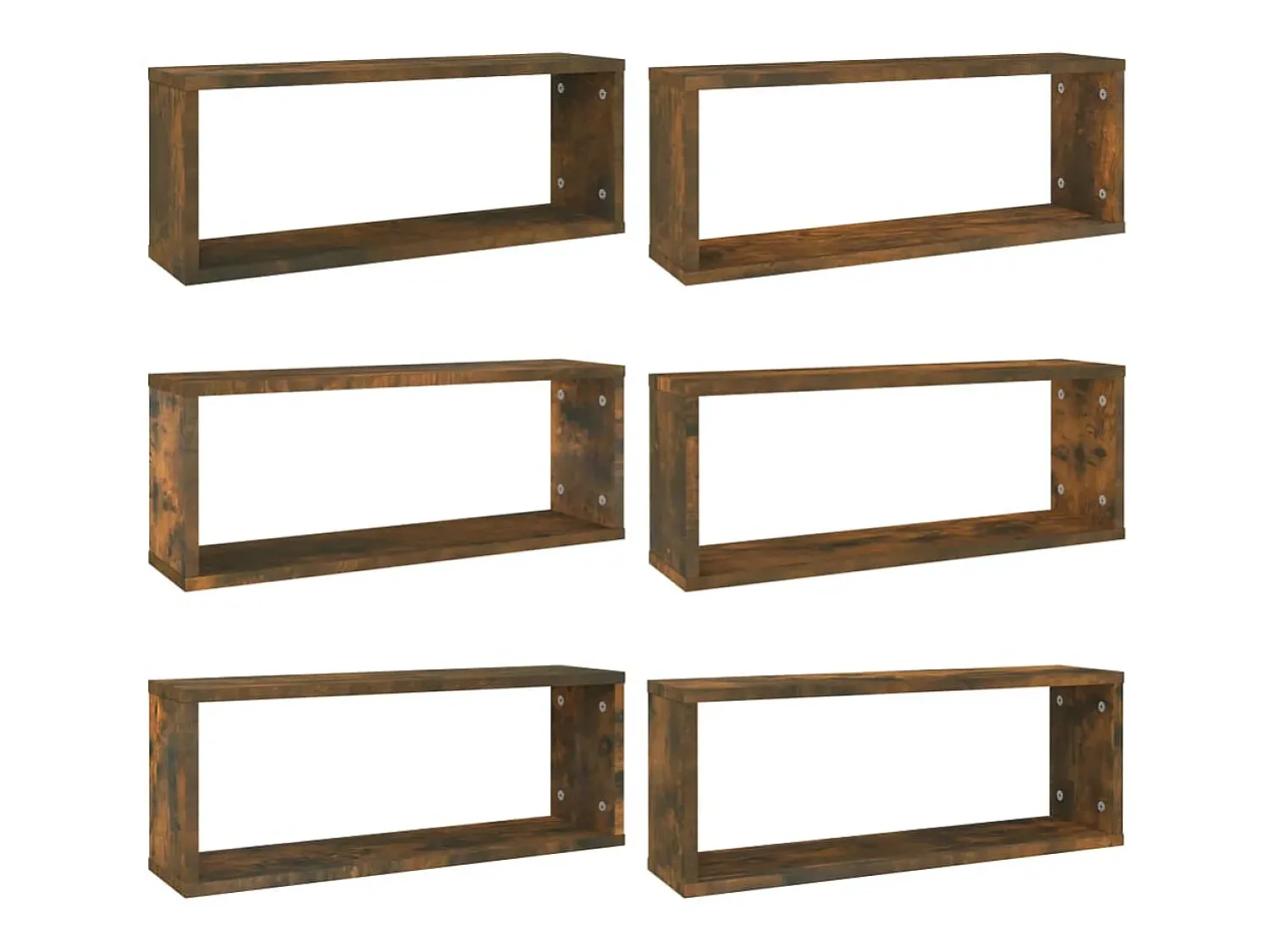 Prateleira*vidaxl Prateleiras parede 6 pcs madeira processada 60x15x23 cm fumado Castanho