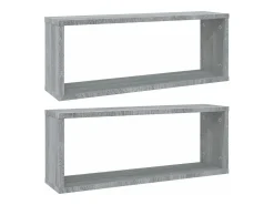 Prateleira* Prateleiras parede 2 pcs madeira processada 60x15x23 cm cinza PT824295 Cinzento