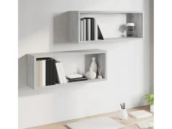 Prateleira*vidaxl Prateleiras parede 2 pcs madeira processada 60x15x23 cm cinza Cinzento