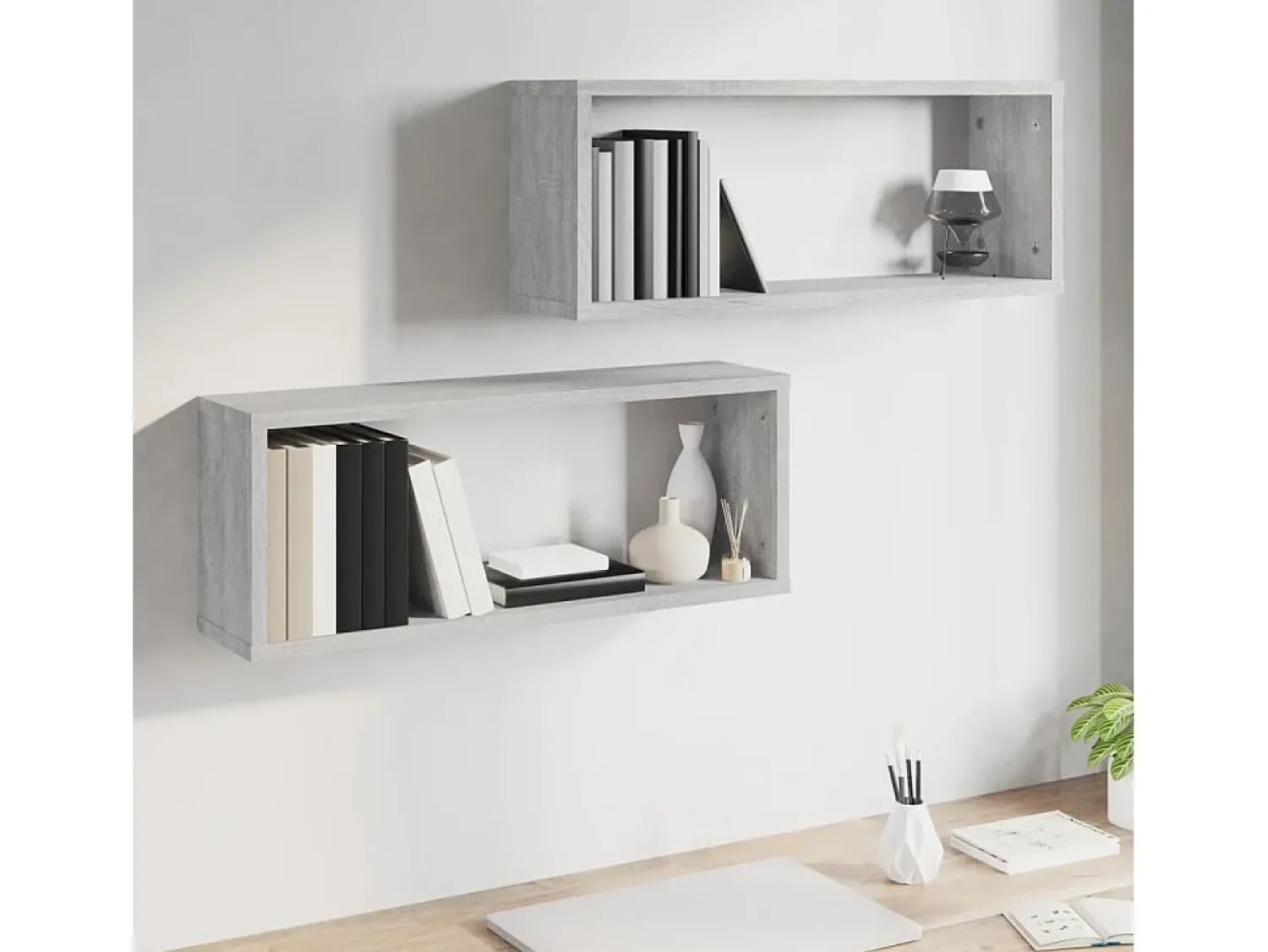 Prateleira*vidaxl Prateleiras parede 2 pcs madeira processada 60x15x23 cm cinza Cinzento
