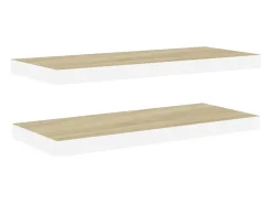 Prateleira* Prateleiras parede 2 pcs 60x23,5x3,8 cm MDF carvalho e branco PT545750 Castanho
