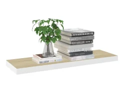Prateleiras parede 4 pcs 80x23,5x3,8 cm MDF carvalho e branco PT619762^ Prateleira