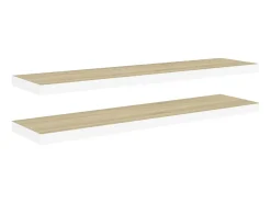 Outlet Prateleiras parede 2 pcs 120x23,5x3,8 cm MDF carvalho e branco PT490642 Castanho