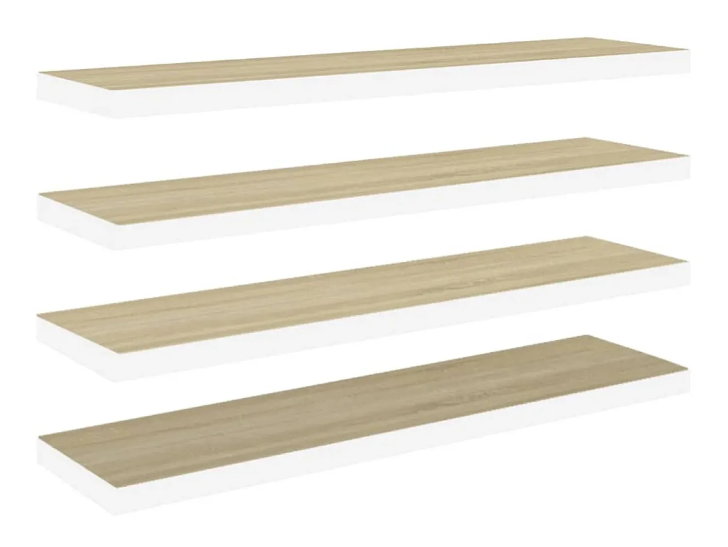 Prateleira| Prateleiras parede 4 pcs 120x23,5x3,8 cm MDF carvalho e branco PT564598 Castanho