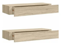 Prateleira*vidaxl Prateleiras parede c/ gavetas 2 pcs MDF 60x23,5x10 cm carvalho Castanho