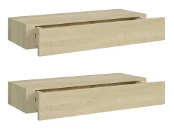 Discount Prateleiras parede c/ gavetas 2 pcs MDF 60x23,5x10 cm carvalho PT328107 Castanho