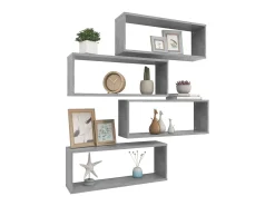 Prateleiras parede forma de cubo 4 pcs 60x15x23cm cinza cimento PT634634^ Prateleira