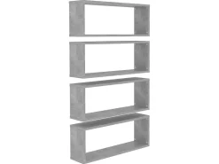 Prateleiras parede forma de cubo 4 pcs 60x15x23cm cinza cimento PT634634^ Prateleira