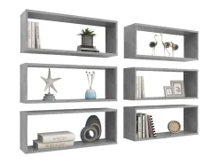Prateleira* Prateleiras parede forma de cubo 6pcs 60x15x23 cm cinza cimento PT607727 Cinzento