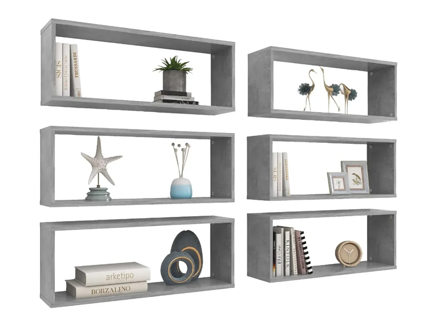 Prateleira* Prateleiras parede forma de cubo 6pcs 60x15x23 cm cinza cimento PT607727 Cinzento