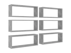 Prateleira* Prateleiras parede forma de cubo 6pcs 60x15x23 cm cinza cimento PT607727 Cinzento