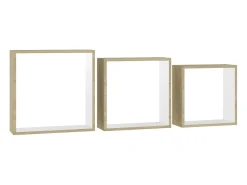 Prateleira| Prateleiras parede forma de cubo 3pcs cm /carvalho sonoma PT796440 Branco