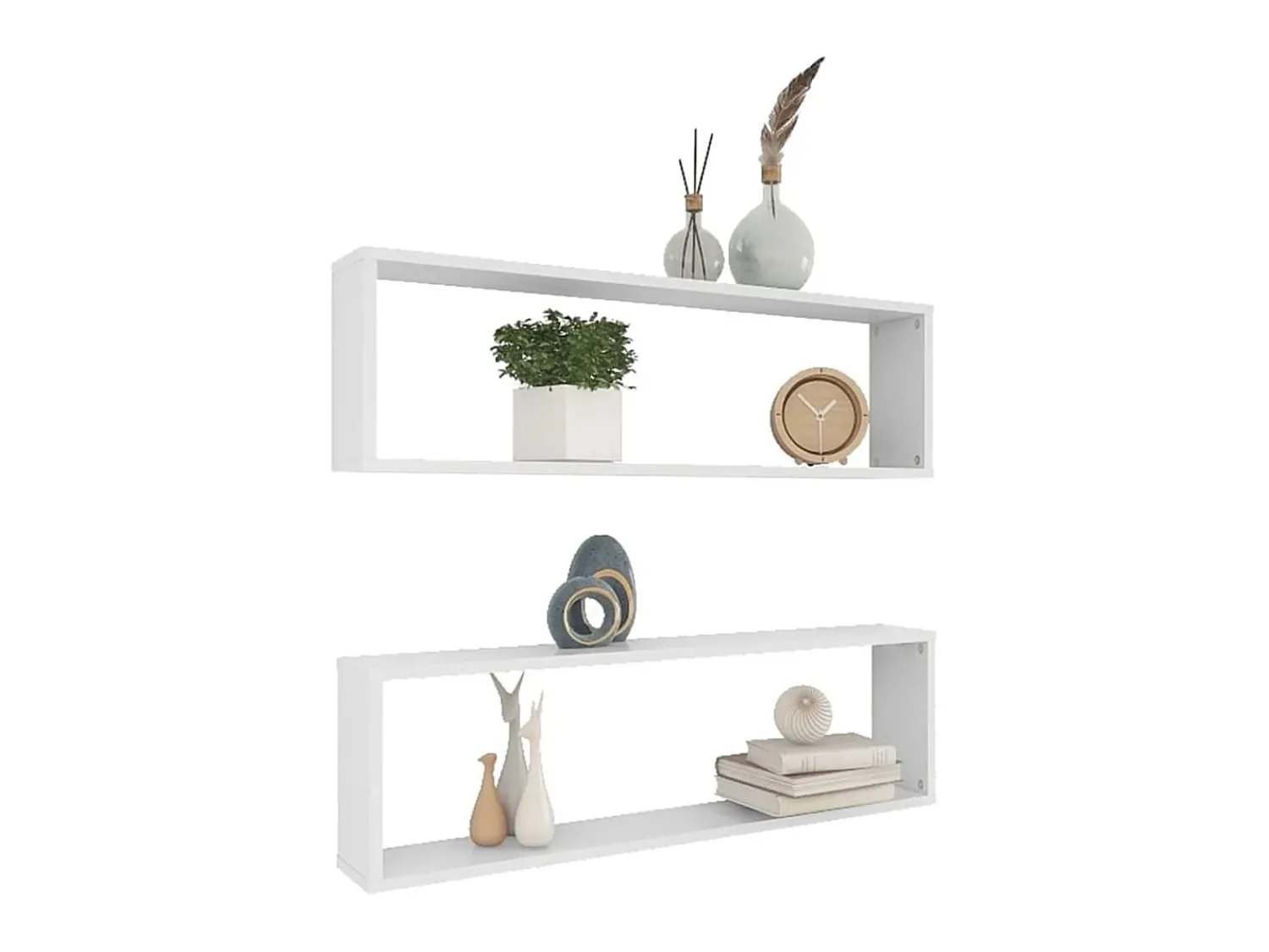 Prateleira* Prateleiras parede forma cubo 2 pcs derivados de madeira PT667505 Branco