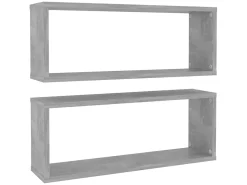 Clearance Prateleiras parede forma de cubo 2pcs 60x15x23 cm cinza cimento PT495036 Cinzento