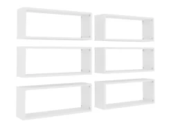 Prateleiras parede forma de cubo 6 pcs derivados madeira PT932800^ Prateleira