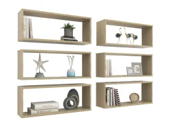 Prateleiras parede forma de cubo 6 pcs carvalho sonoma PT378645^ Prateleira