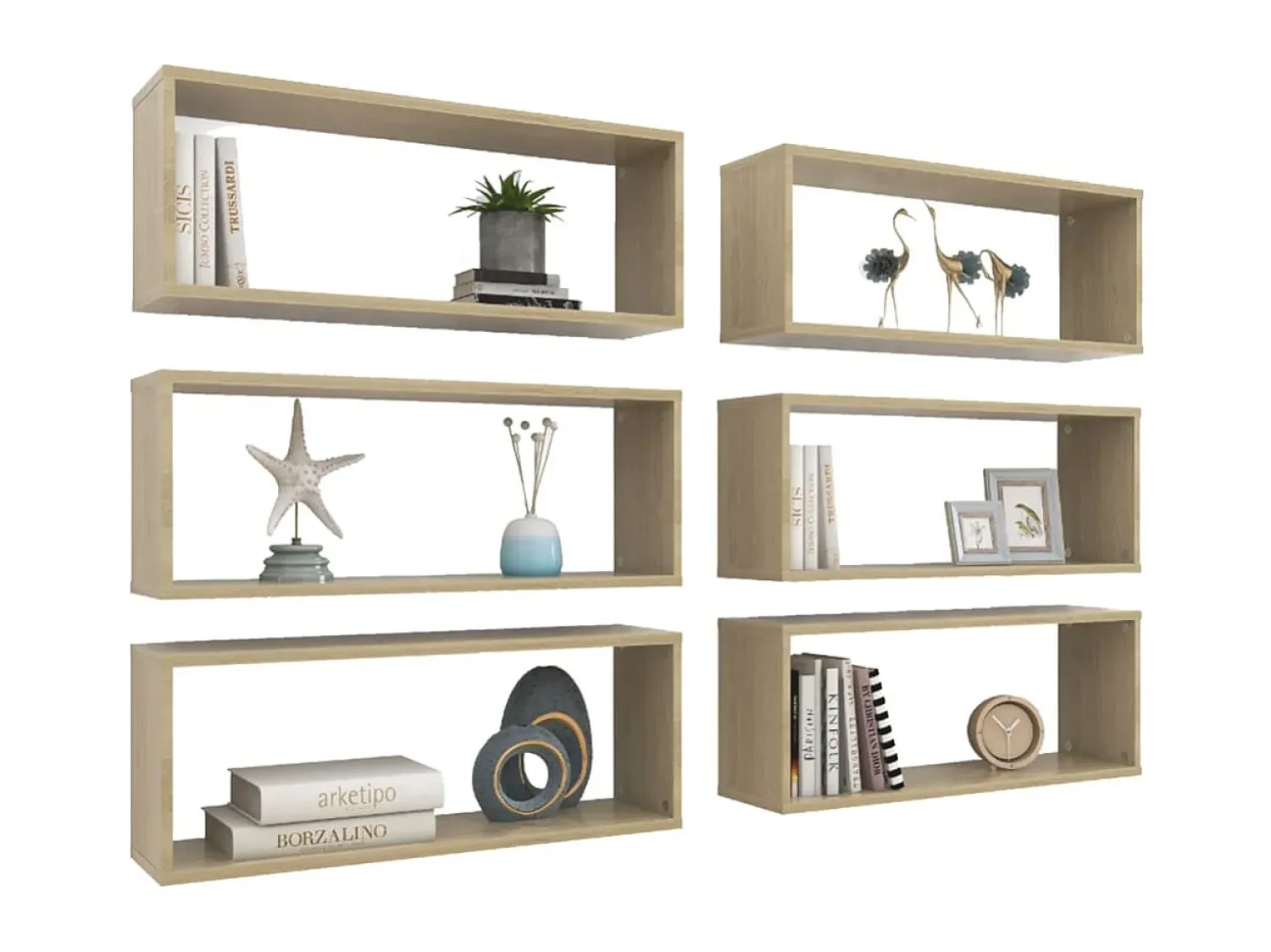 Prateleiras parede forma de cubo 6 pcs carvalho sonoma PT378645^ Prateleira