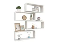 Best Prateleiras parede forma de cubo 4 pcs derivados madeira PT944112 Branco