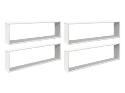 Discount vidaxl Prateleiras parede forma cubo 4pcs deriv. madeira 100x15x30 cm Branco