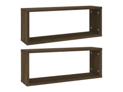 New Prateleiras parede 2pcs madeira processada 60x15x23 cm PT437791 Castanho
