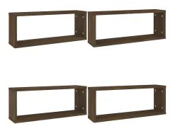 Prateleiras parede 4pcs madeira processada 60x15x23 cm PT949164^ Prateleira