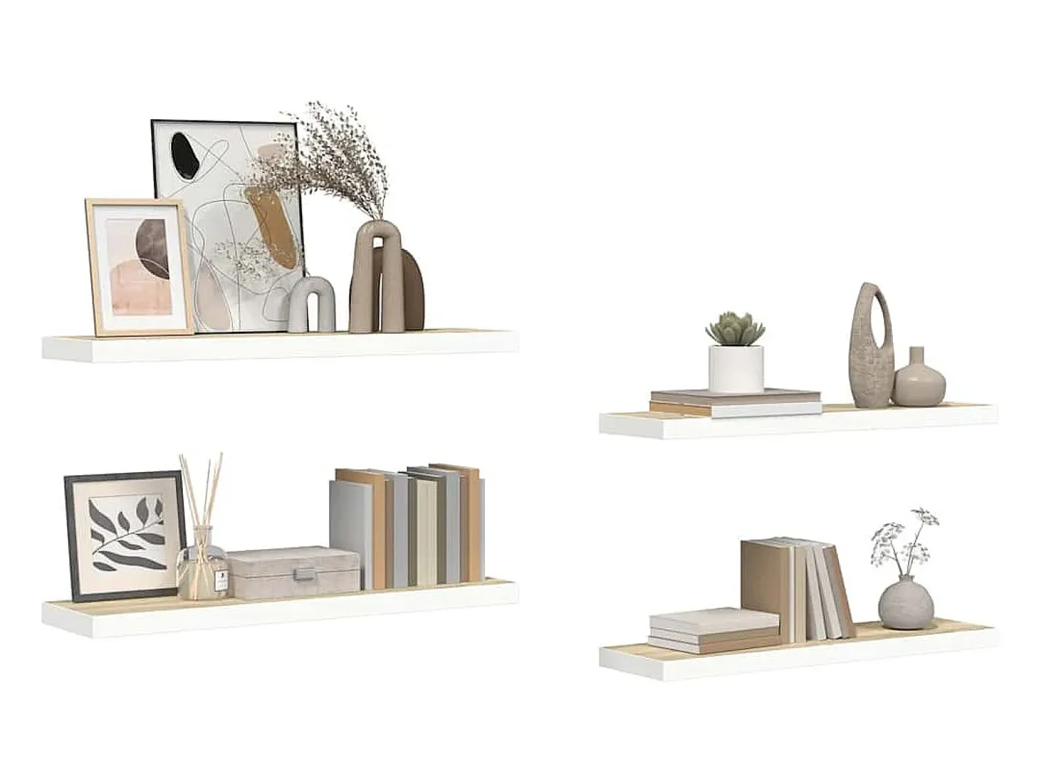 Prateleira*vidaxl Prateleiras parede 4pcs 90x23,5x3,8 cm MDF cor carvalho/branco Castanho