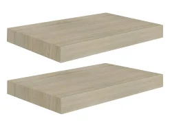 Prateleira* Prateleiras parede suspensas 2 pcs 40x23x3,8cm MDF cor carvalho PT498368 Castanho