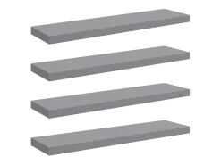 Best vidaxl Prateleiras parede suspensas 4 pcs 90x23,5x3,8cm MDF Cinzento