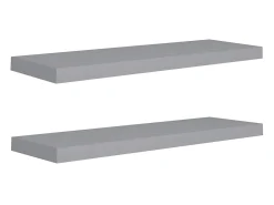 New Prateleiras parede suspensas 2 pcs 80x23,5x3,8cm MDF PT541633 Cinzento