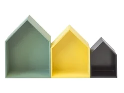 Prateleira| Prateleiras set de 3 MDF verde, amarelo e preto Multicor