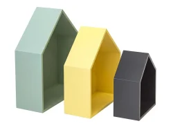 Prateleira| Prateleiras set de 3 MDF verde, amarelo e preto Multicor