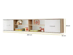 Meublorama Prateleiras suspensas - DENVER - Cor carvalho e branco - 2 portas e 4 nichos^ Prateleira