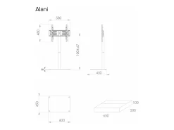 VCM Pés de suporte de TV Alani Vidro transparente A. 100 x L. 60 x P. 45 cm^ Móvel De Tv
