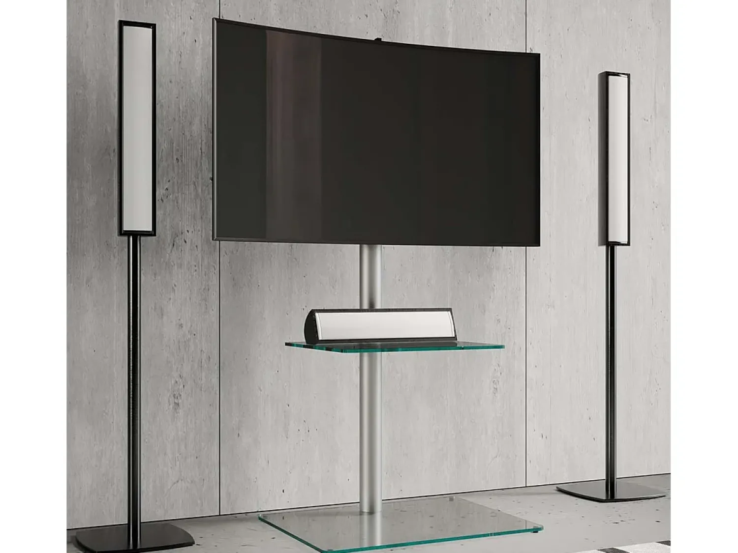 VCM Pés de suporte de TV Alani Vidro transparente A. 100 x L. 60 x P. 45 cm^ Móvel De Tv