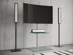 VCM Pés de suporte de TV Alani Vidro transparente A. 100 x L. 60 x P. 45 cm^ Móvel De Tv