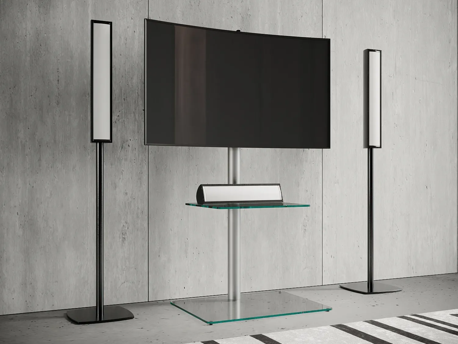 VCM Pés de suporte de TV Alani Vidro transparente A. 100 x L. 60 x P. 45 cm^ Móvel De Tv