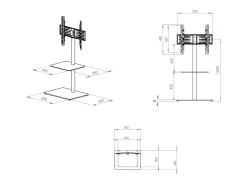 VCM Pés de suporte de TV Alani Vidro transparente A. 100 x L. 60 x P. 45 cm^ Móvel De Tv
