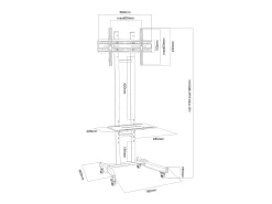 Móvel De Tv*VCM Pés de suporte de TV B-MS Preto A. 190 x L. 76 x P. 66 cm Multicor