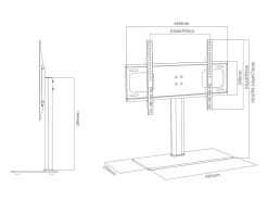 Móvel De Tv|VCM Pés de suporte de TV B-TTS-600 A. 67 x L. 66 x P. 25 cm Preto