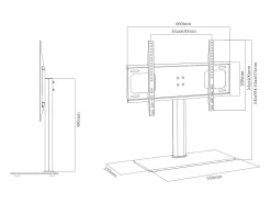 Móvel De Tv|VCM Pés de suporte de TV B-TTS-600 A. 67 x L. 66 x P. 25 cm Preto