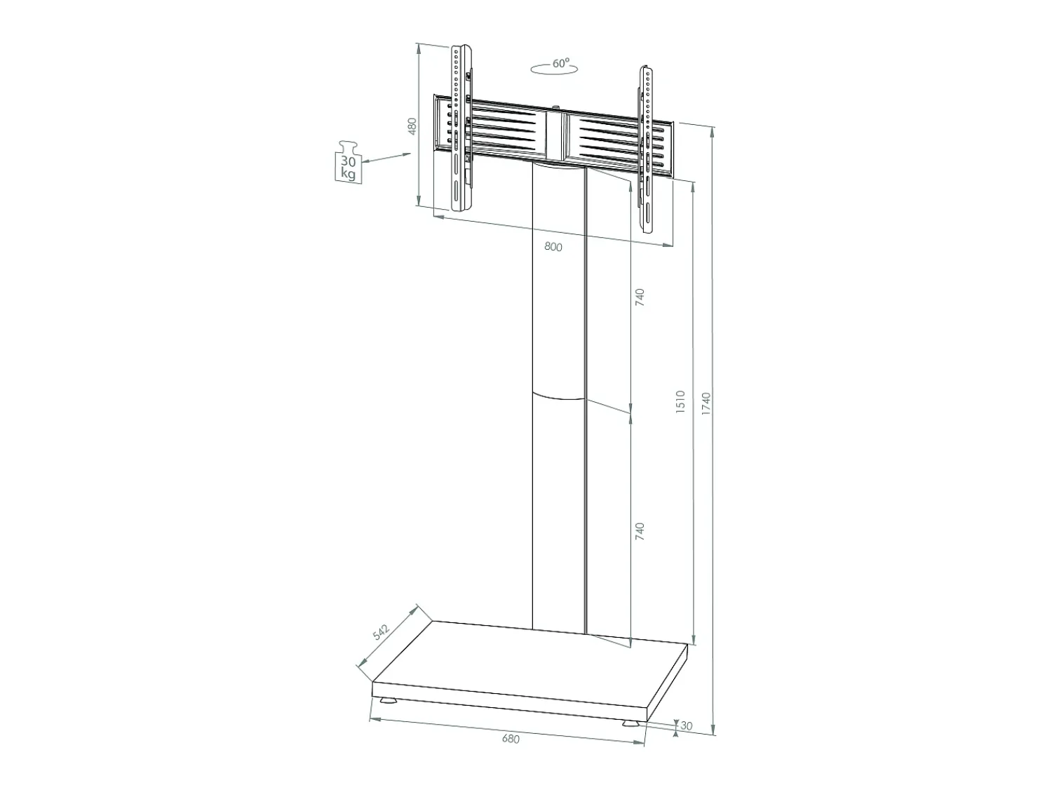 New VCM Pés de suporte de TV Onu Verniz branco A. 174 x L. 68 x P. 54 cm Multicor