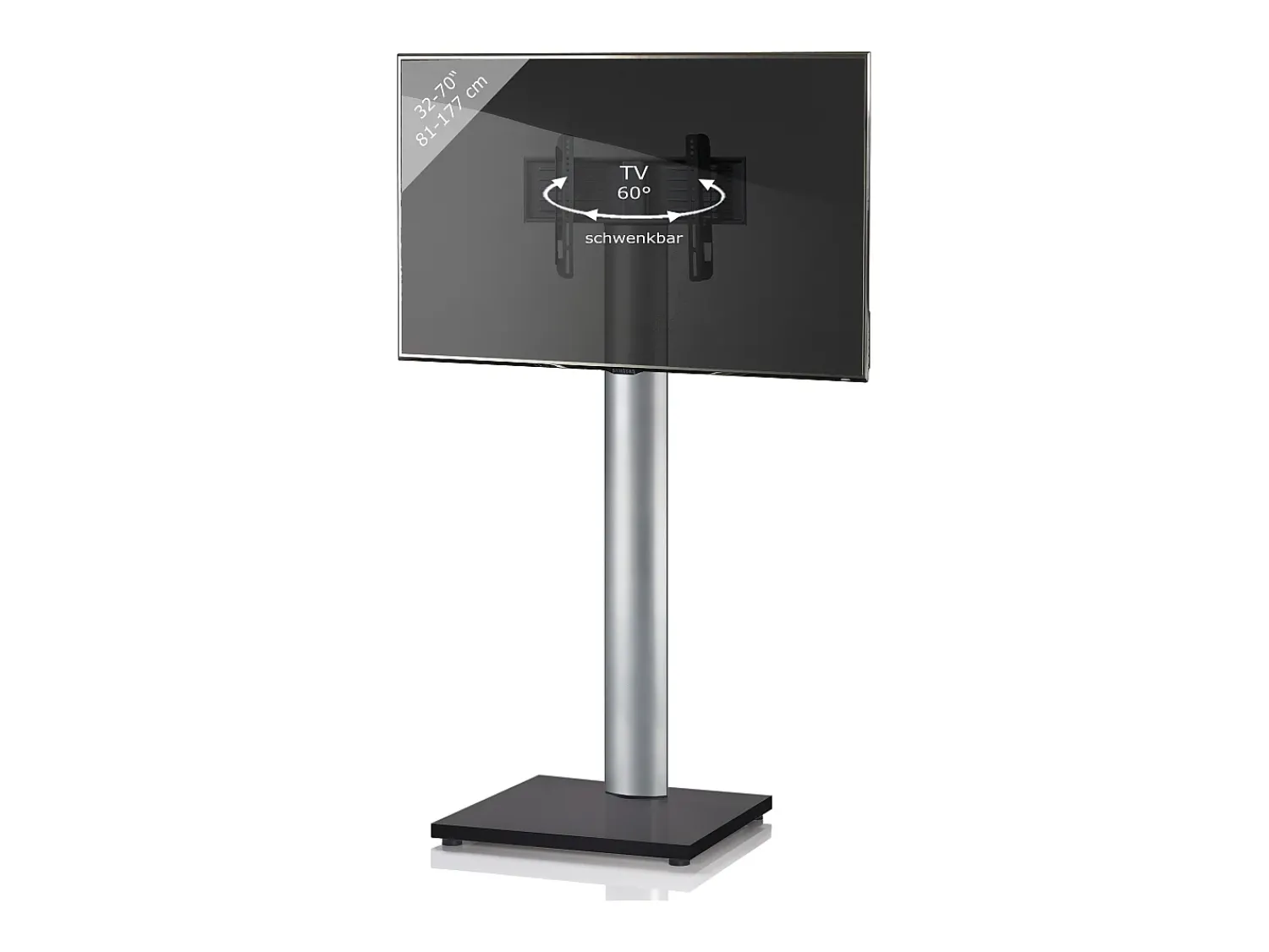 Móvel De Tv*VCM Pés de suporte de TV Onu Vidro preto A. 174 x L. 68 x P. 54 cm Multicor