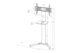 VCM Pés de suporte de TV Stadino Prata A. 174 x L. 90 x P. 74 cm^ Móvel De Tv
