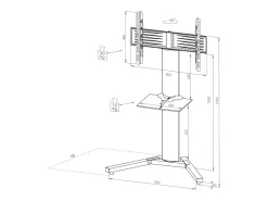 VCM Pés de suporte de TV Stadino Prata A. 125 x L. 90 x P. 72 cm^ Móvel De Tv